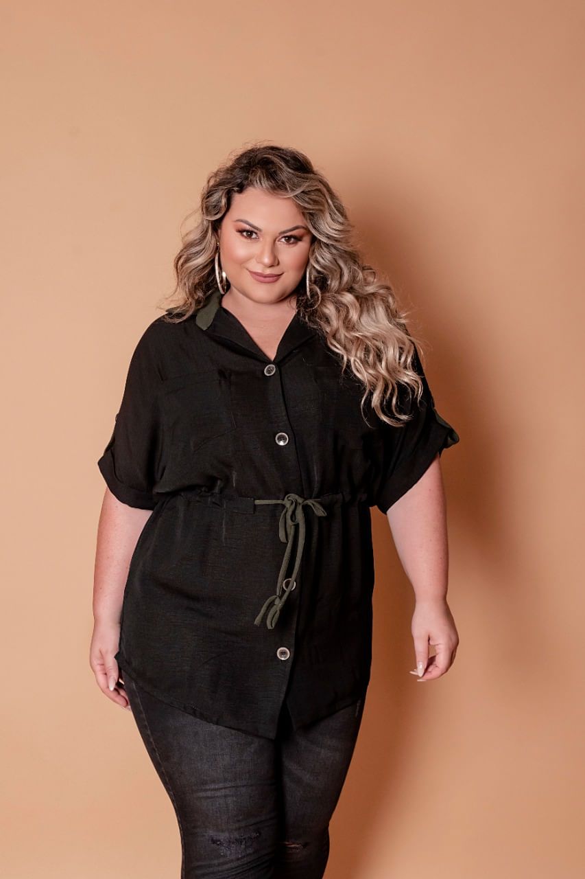 parka plus size preta